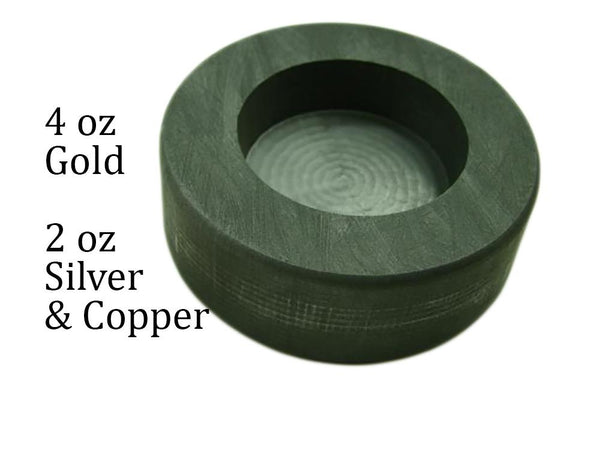 4 oz Round Gold Bar High Density Graphite Ingot Mold - 2 oz Silver Bar