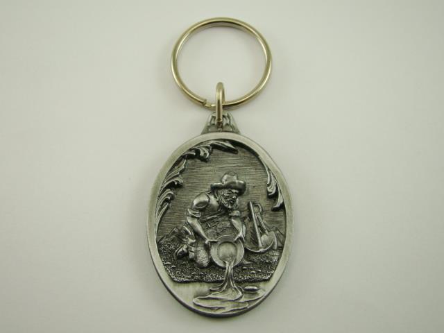 Old Gold Prospector Panning in a River Key Chain