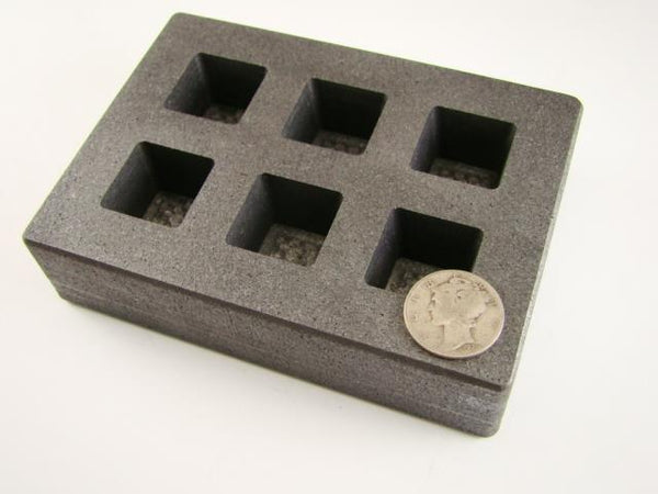 High Density Graphite Cube Mold 3oz Gold Bar Silver 6-Cavities Copper