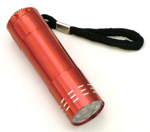 9 LED Flashlight - Red Aluminum Body - Pocket size - 3-1/4" Long-Camping-  (B128