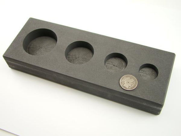 1-2-5-10 oz Gold Bar High Density Graphite Round Mold 4-Cavities - Silver Copper