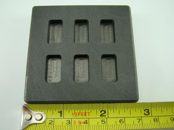 10 Gram x 6 High Density Graphite Gold Bar Mold 6-Cavities - 5 Gram Silver Bars