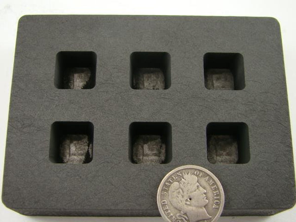 High Density Graphite Mold 1/2oz Gold Bar 6-Cavities Tall Cube Silver Copper