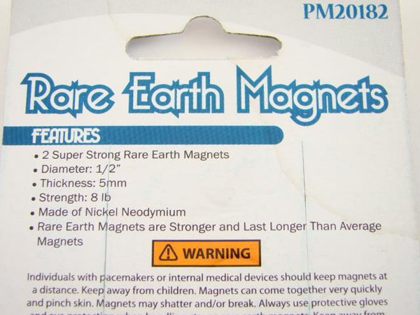 2-Rare Earth Magnets 8Lb -1/2" Diameter-5/32" Thick-Prospecting-Meterorite-B11