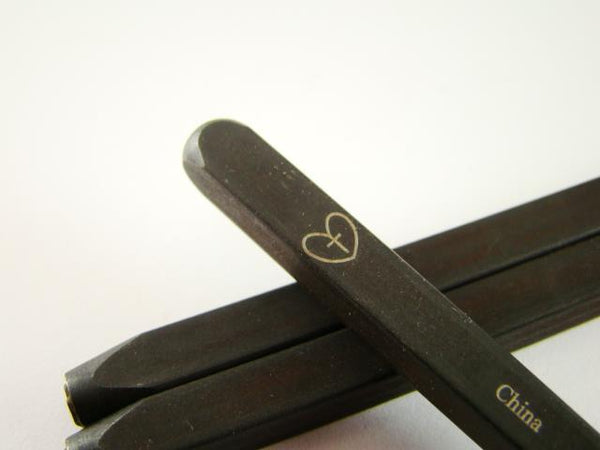 "Cross in Heart" 3/16"-5mm-Stamp-Metal-Hardened Steel-Gold & Silver Bars Copper