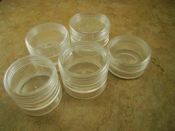 5 Stackable Round Plastic Storage Containers-Gold-Fishing Flies-Beads-Minerals