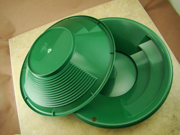 Lot of 10 - 8" Green Gold Pans w/ Bottle Snuffer-Panning Kit-Prospecting-Mining