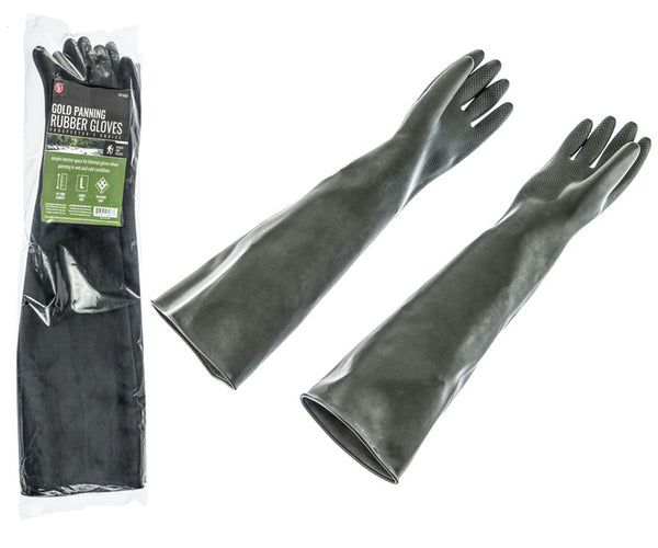 23" Gold Panning Rubber Gloves - 1 pair - w/Textured Grip - Cold River Clean ups