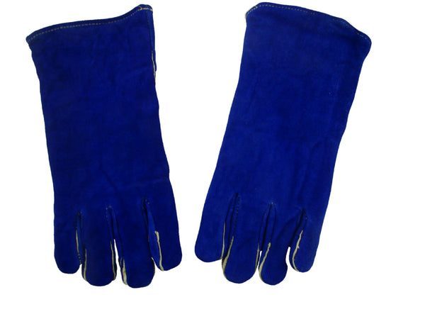 1 Pair 13" Blue Leather Welding Gloves-Safety-Furnace-Gold Melting-Smelting