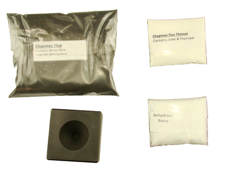Smelting Conical Mold + 1Lb Chapman Flux & 2 Tbsp Thinner-2 Tbsp Anhydrous Borax