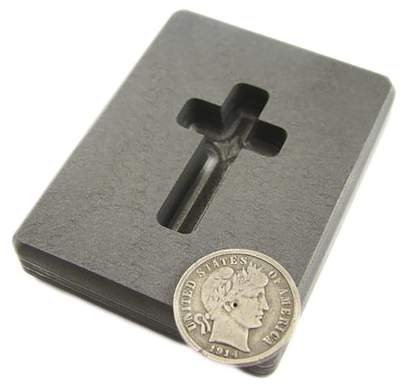 .75 oz Custom Cross Gold High Density Graphite Mold Silver Necklace 1-3/16"