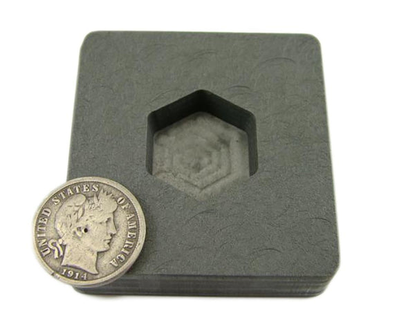 1 oz Gold Hexagon High Density Graphite Mold  1/2 oz Silver Bar Ingot Copper