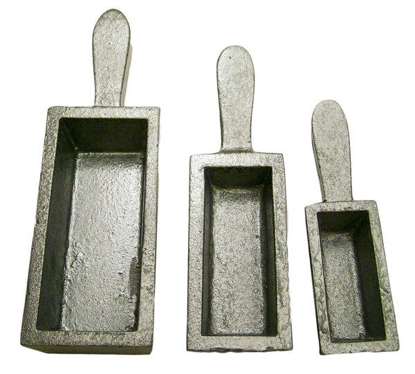 3 Mold Set - 200oz, 80oz, 40oz Gold Bar Loaf Cast Iron Steel Molds Melting
