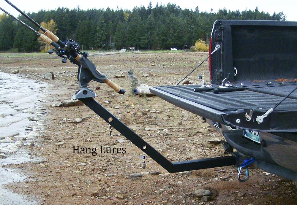 fishing rod holder for suv or truck hitch fishing rod