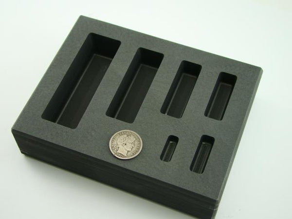 1/4-1/2-1-2-5-10 oz Gold KitKat Bar High Density Graphite Mold Silver 6-Cavities