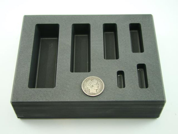 1/4-1/2-1-2-5-10 oz Gold KitKat Bar High Density Graphite Mold Silver 6-Cavities