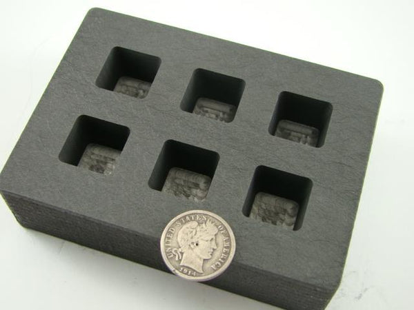 1 oz Gold Bar Cube High Density Graphite Mold 1/2 Silver 6-Cavities Copper