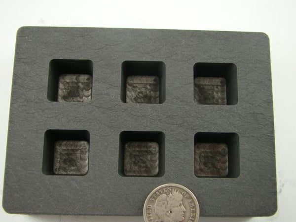 1 oz Gold Bar Cube High Density Graphite Mold 1/2 Silver 6-Cavities Copper