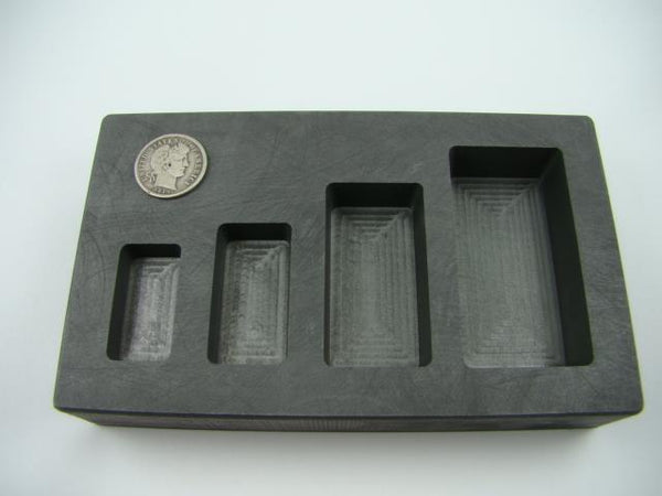 1-2-5-10 oz High Density Graphite Gold Bar Mold 4-Cavities-Silver Copper Scrap