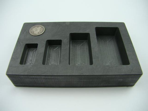 1-2-5-10 oz High Density Graphite Gold Bar Mold 4-Cavities-Silver Copper Scrap