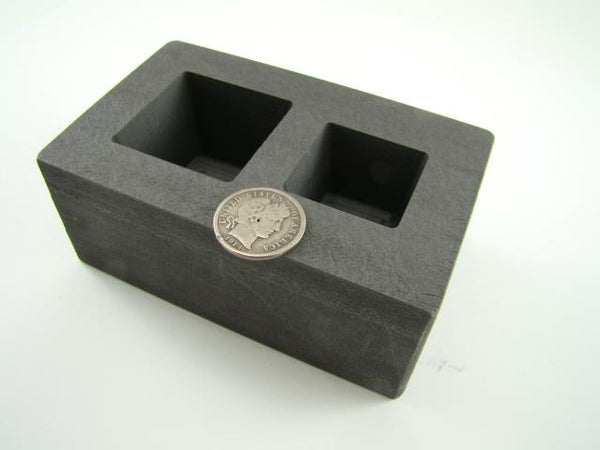 5 oz & 10 oz Gold Bar High Denisty Graphite Tall Cube Mold Combo Loaf Silver