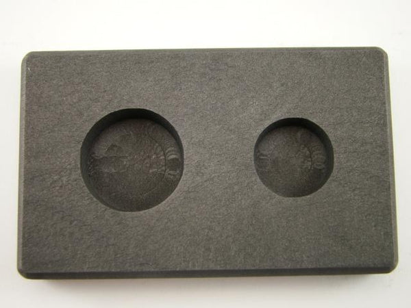 1/2 oz & 1 oz Round Gold Bar High Denisty Graphite Round Mold - Silver Copper