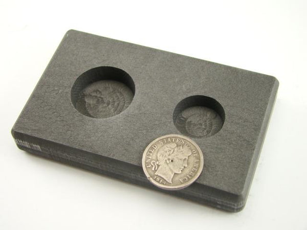 1/2 oz & 1 oz Round Gold Bar High Denisty Graphite Round Mold - Silver Copper
