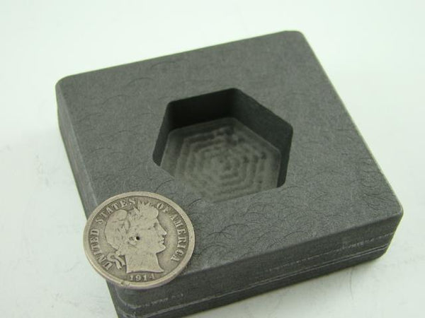 2 oz Hexagon Gold Bar High Density Graphite Mold 1 oz Silver