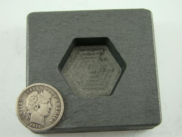 2 oz Hexagon Gold Bar High Density Graphite Mold 1 oz Silver