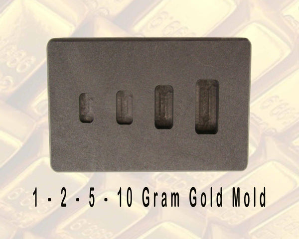 1-2-5-10 Gram High Density Graphite Gold Bar Mold 4-Cavities - Silver Copper