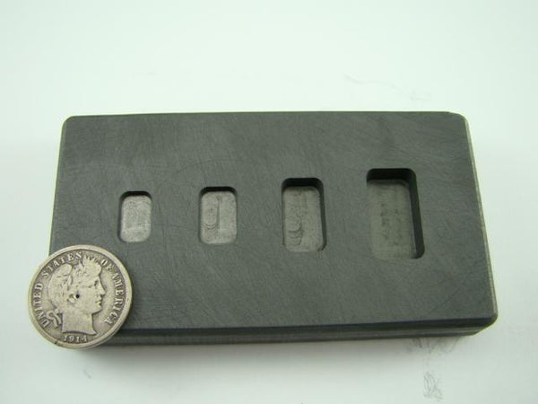 1-2-5-10 Gram High Density Graphite Gold Bar Mold 4-Cavities - Silver Copper