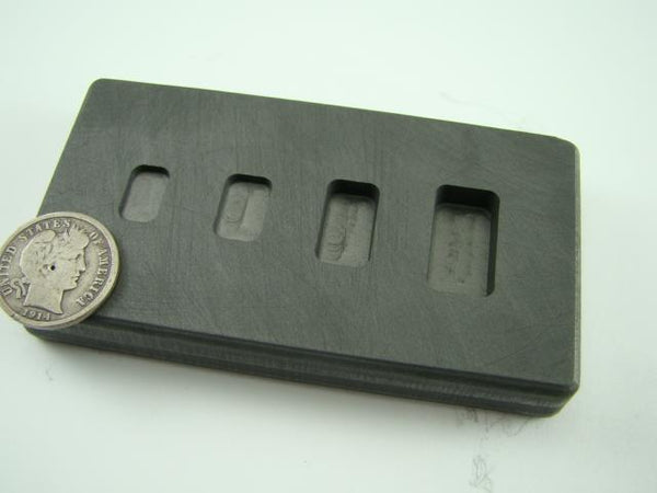 1-2-5-10 Gram High Density Graphite Gold Bar Mold 4-Cavities - Silver Copper