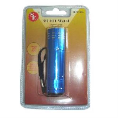 9 LED Flashlight - Blue Aluminum Body - Pocket size - 3-1/4" Long-Camping-  (B97