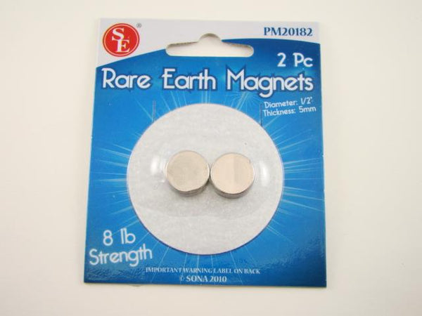 SALE 2-Rare Earth Magnets 8Lb -1/2" Diameter-5/32" Thick-Prospecting-Meterorite