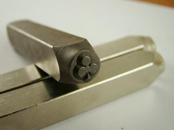 SALE "Clubs Clover" 1/4"-6mm-Large Stamp-Metal-Hardened Steel-Gold&Silver Bars
