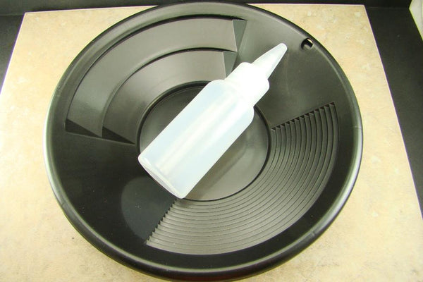 Lot of 2 - 8" Black Gold Pans w/ Bottle Snuffer-Panning Kit-Prospecting-Mining