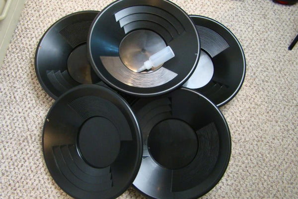 Lot of 5-14" Black Gold Pans + Bottle Snuffer - Mining-Panning Kit-Prospecting