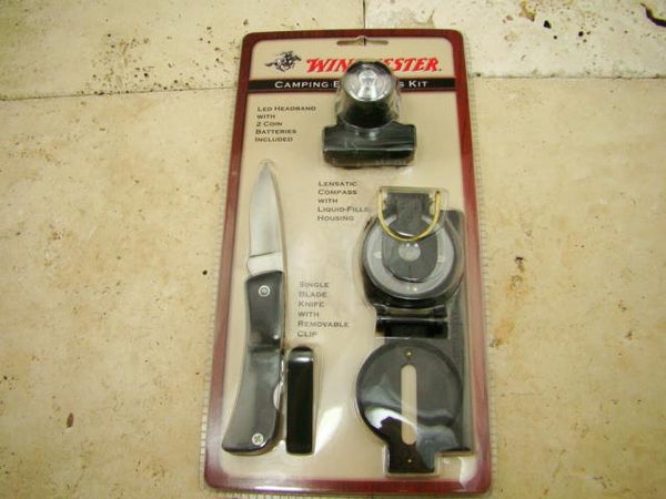 Winchester Camping Essentials Kit single blade knife, Compass, Led Headband