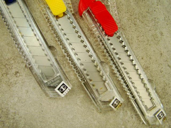 Red, Royal Blue, Yellow Box Cutter, Disposable Blades Set of 3