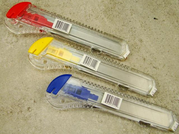 Red, Royal Blue, Yellow Box Cutter, Disposable Blades Set of 3