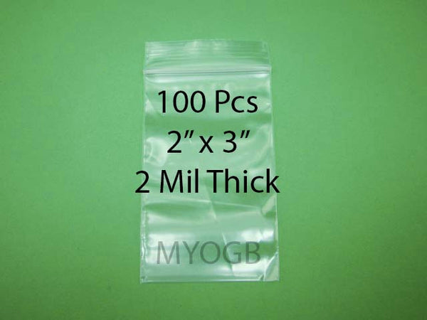 100pcs 2" x 3" Zip Lock Plastic Bags-Storage-Jewerly-Parts-Gold Nuggets