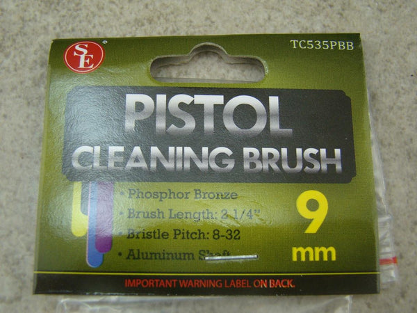 CLEARANCE 2-1/4" Cleaning Brush-Gun, 9mm, Pistol, Phosphor Bronze Aluminum Shaft