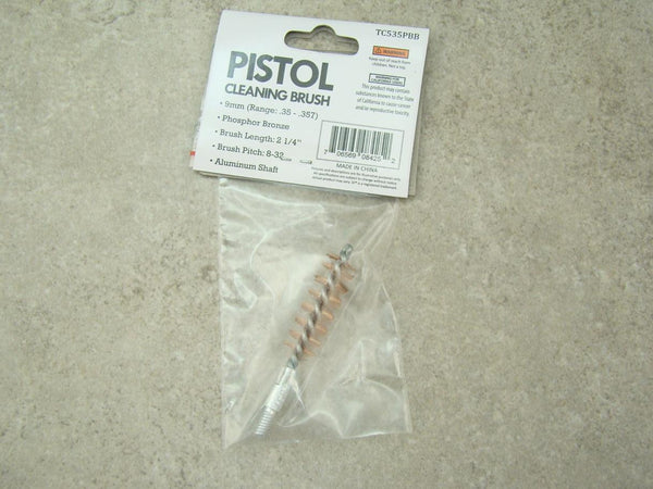 CLEARANCE 2-1/4" Cleaning Brush-Gun, 9mm, Pistol, Phosphor Bronze Aluminum Shaft