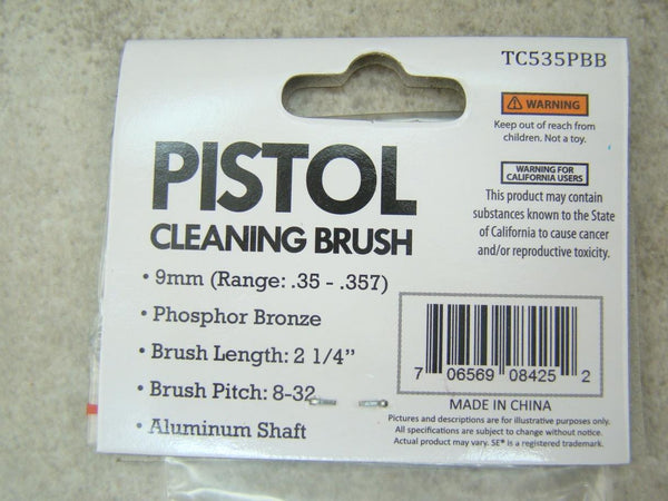 CLEARANCE 2-1/4" Cleaning Brush-Gun, 9mm, Pistol, Phosphor Bronze Aluminum Shaft