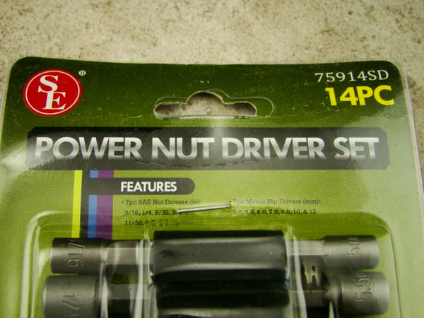 14 Piece Power Nut Driver Set, Rubber Belt Organizer, Tools, Repair, Hex Bits