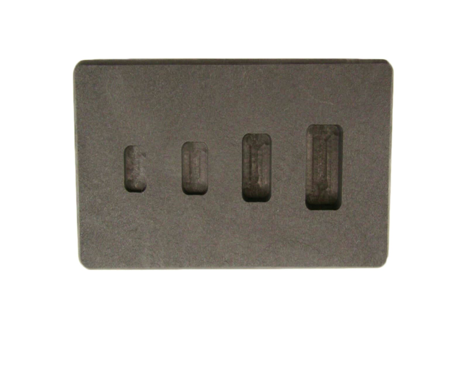 1-2-5-10 Gram High Density Graphite Gold Bar Mold 4-Cavities - Silver Copper