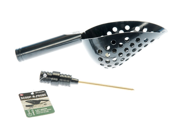 BLACK Plastic Metal Detector Scoop w/ Coin Probe-Sand-Beach-Treasure Gold Ring