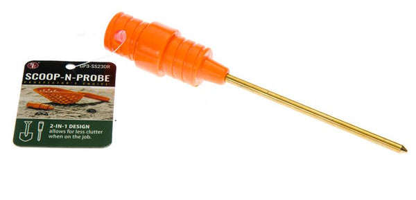 2-ORANGE Sand Scoops for Metal Detecting + Coin Probe & GOLD Treasure Hunting