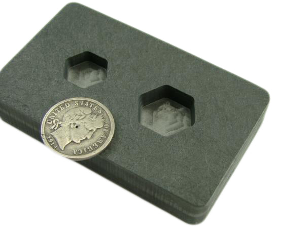 1/4 oz & 1/2oz Gold Bar High Denisty Graphite Hexagon Mold Combo Copper