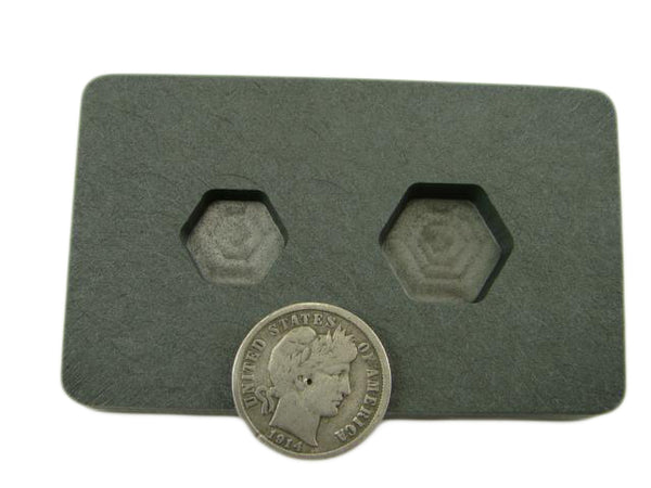 1/4 oz & 1/2oz Gold Bar High Denisty Graphite Hexagon Mold Combo Copper